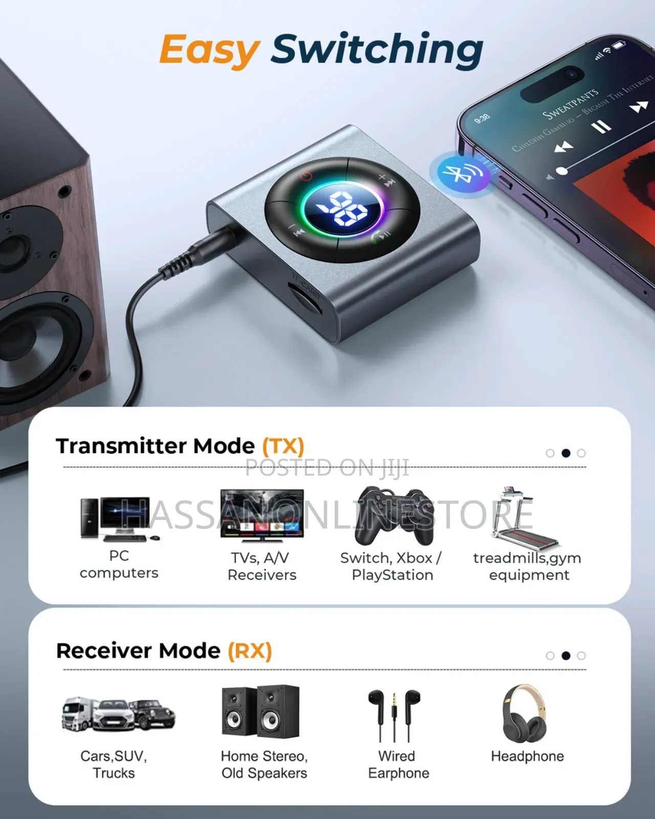 Joyroom CB2 2in1 Bluetooth Wireless Transmitter and Receiver