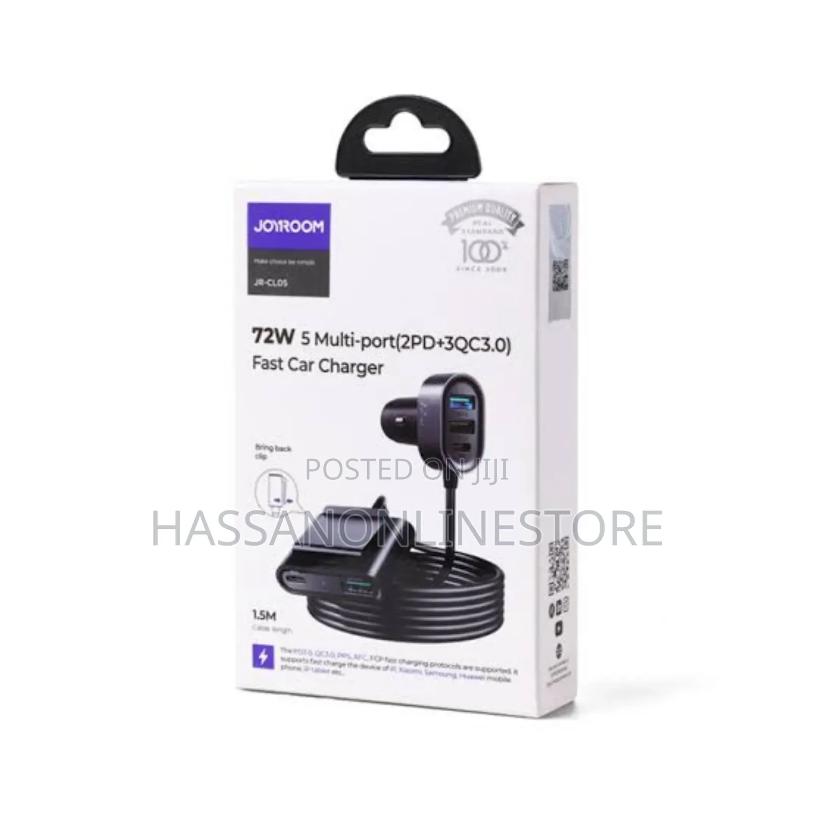 Joyroom Car Charger 2xpd + 2xqc3.0 72W 1.5m Black (JR-CL05)
