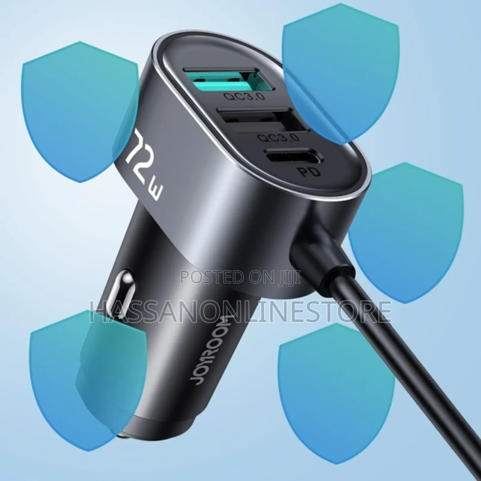 Joyroom Car Charger 2xpd + 2xqc3.0 72W 1.5m Black (JR-CL05)