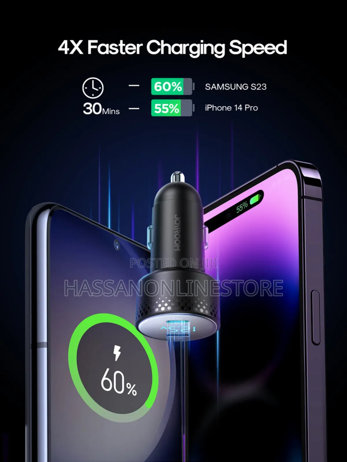 Joyroom JR-CCD02 70W Dualport Digital Display Car Charger