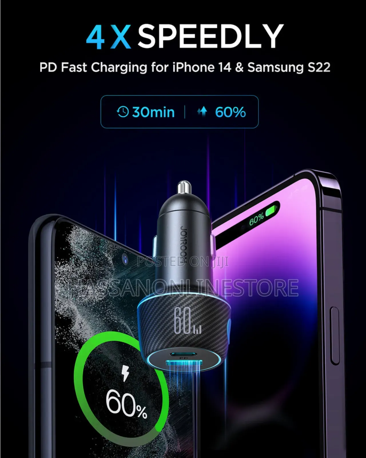 Joyroom JR-CCN01 60W 1A+1C Multi-color Car Charger