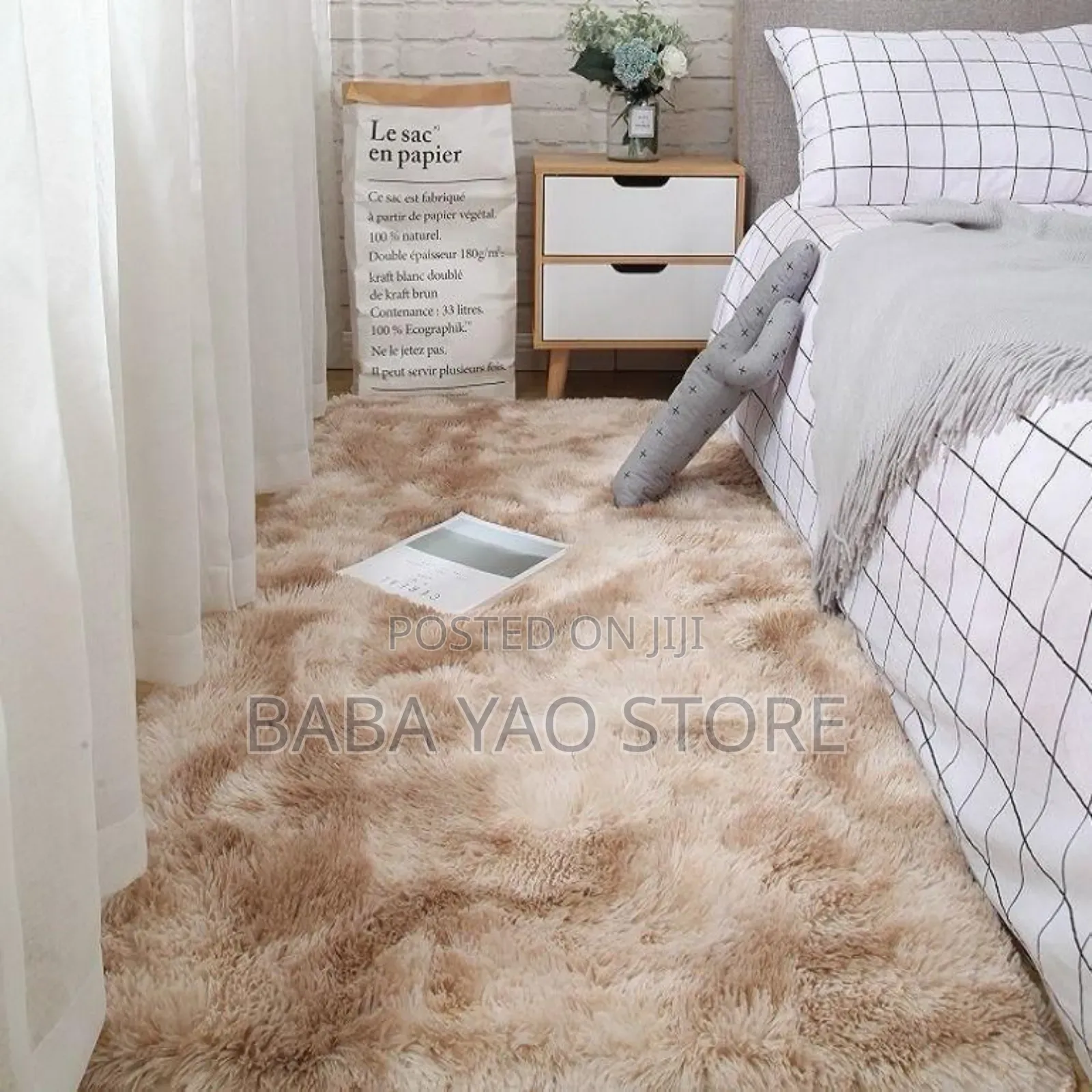 3D Fur Bedside Rug Ft 6*7/Bedside Carpet/Home Office Uses