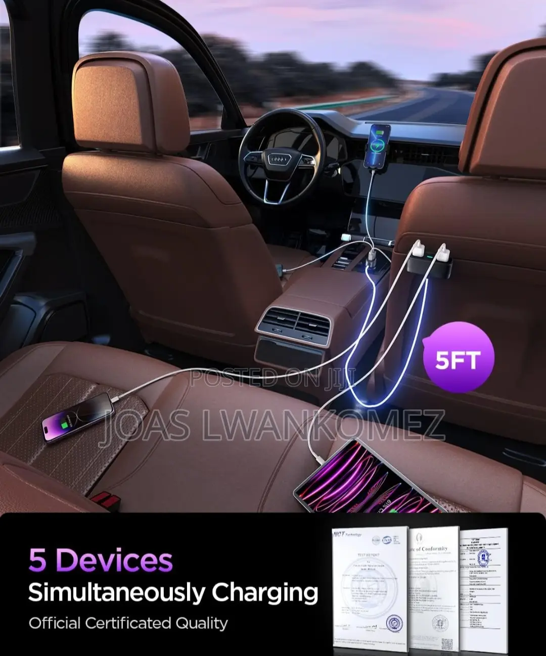 Car Charger With Extension to Back Passenger.