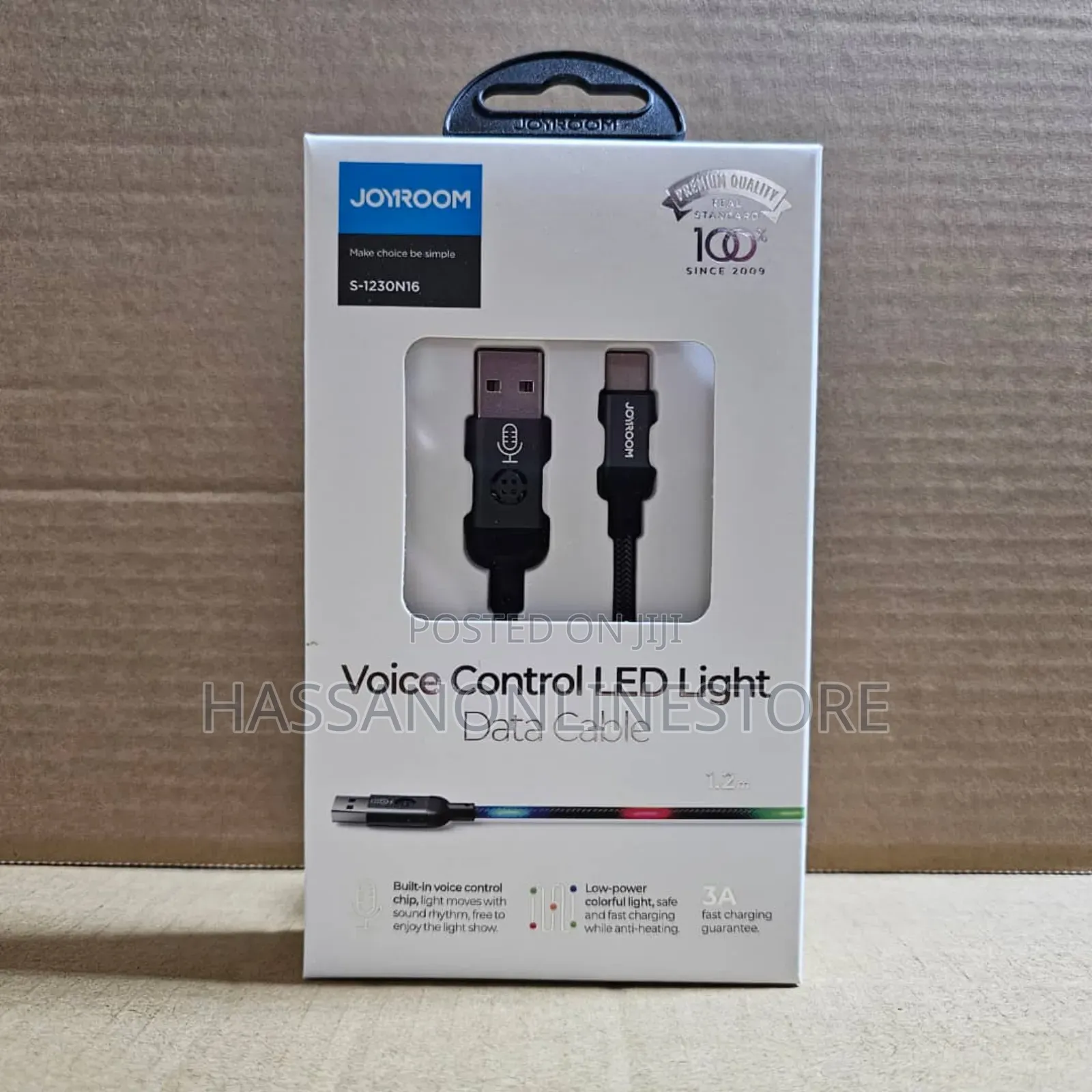 Joyroom 1230N16 Typec 2.4A USBA Voice Control LED 1.2 Meter