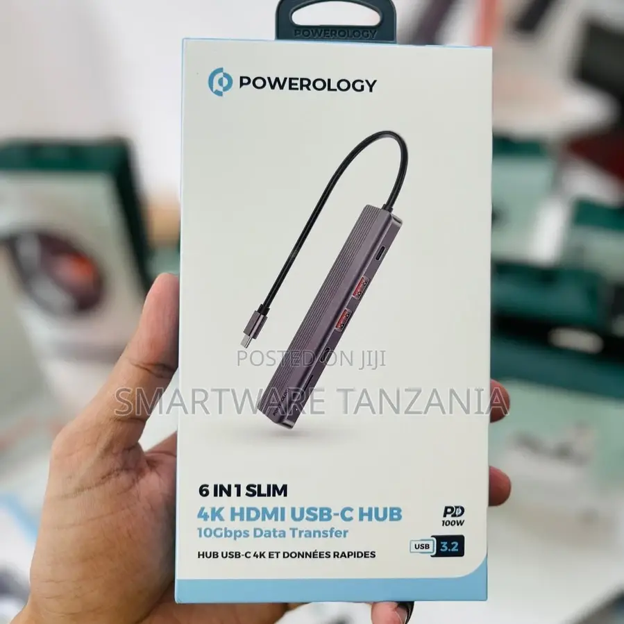 Powerology 6-in-1 Slim HDMI USB-C Hub