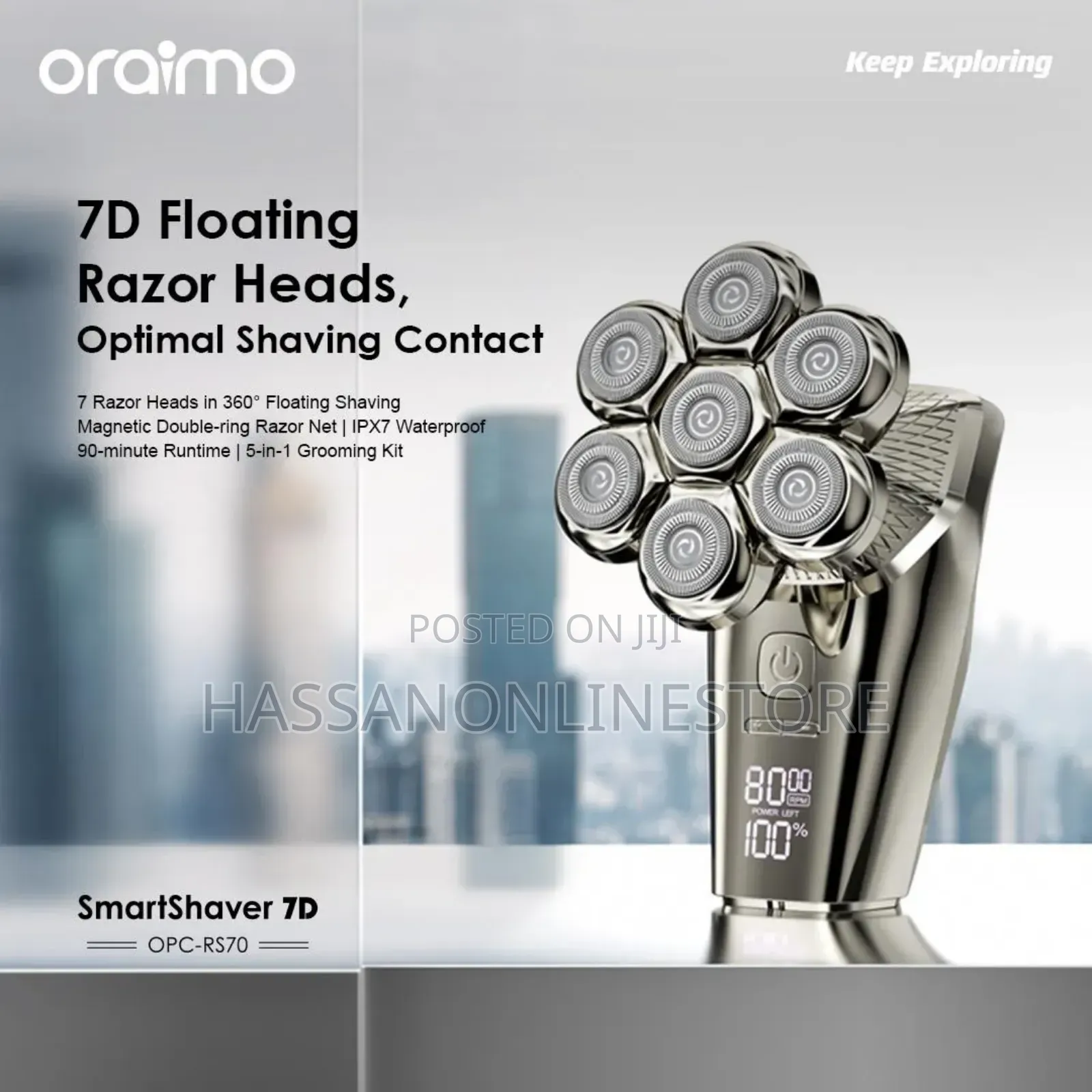 Oraimo Smart Shaver 7D 7 Razor Heads 360° Shaver