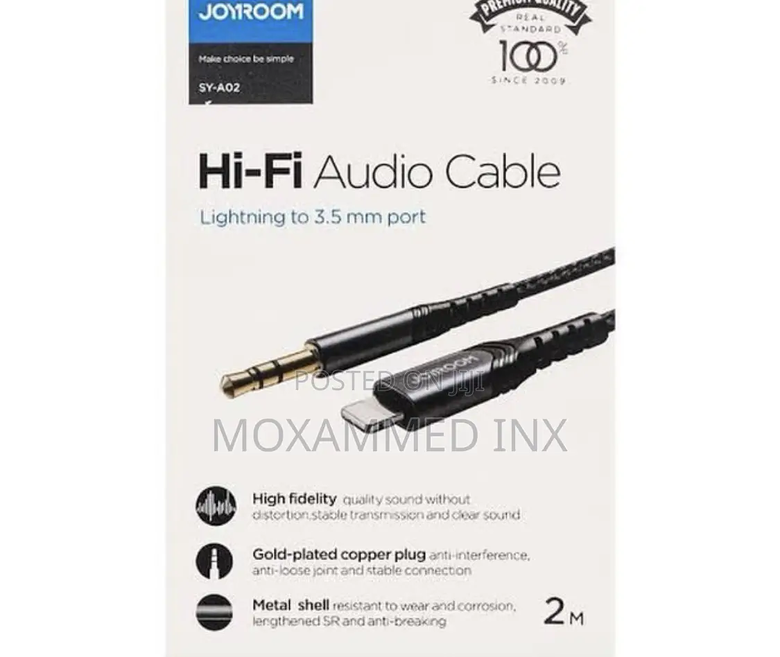Joyroom A02 Audio Cable Gold Plated Auxiliary to Lighting
