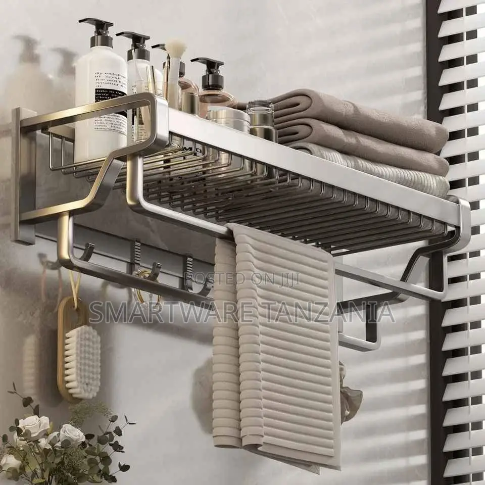 Shelf Bathroom Wall Shelf Towel Rack With Double Towel Bar