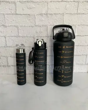 Motivational Water Bottle With Straw 3 PCS Sports Gym Travel