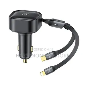 Usams CC219 Car Charger 30w With 2in1 Retractable Cable