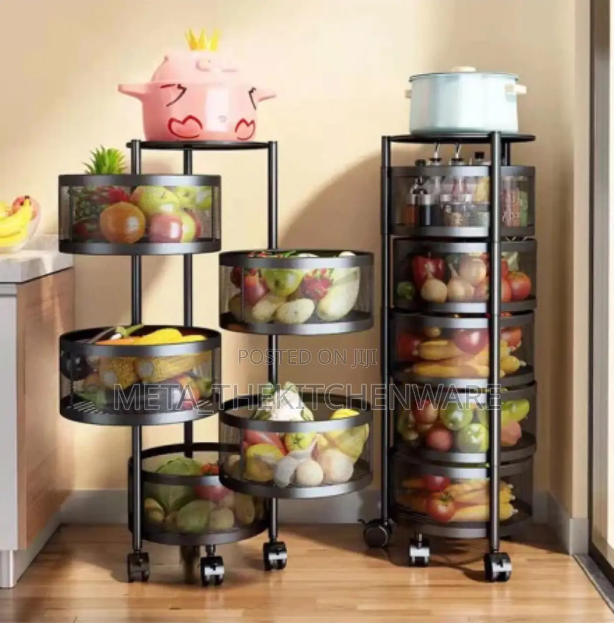 5 Layer Kitchen Rotating Trolley Storage Rack