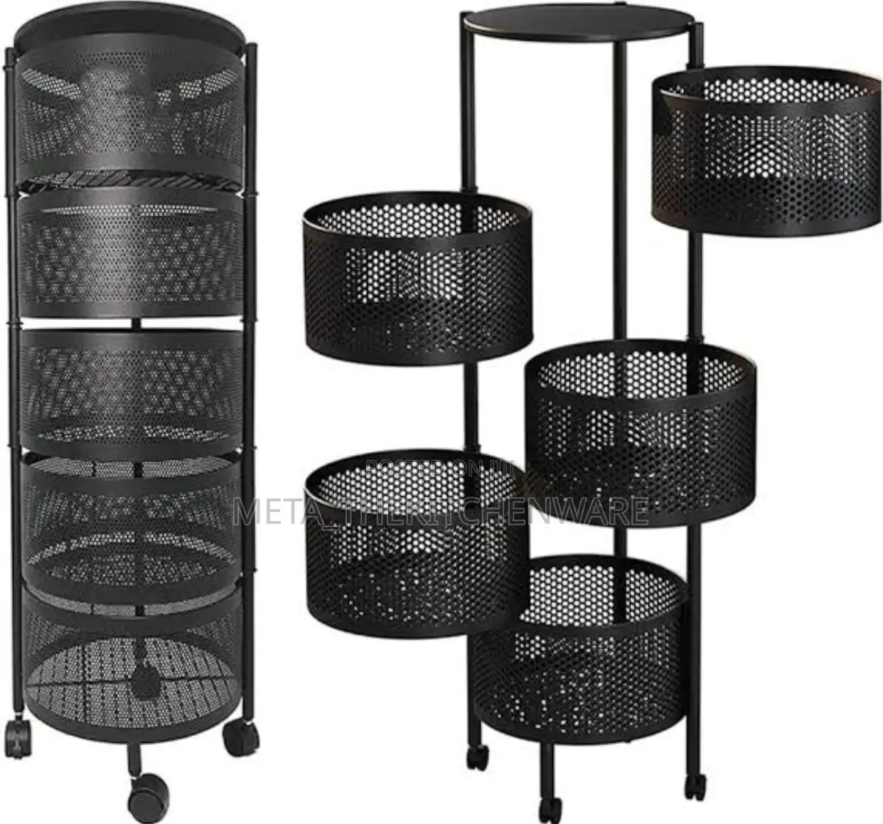 5 Layer Kitchen Rotating Trolley Storage Rack
