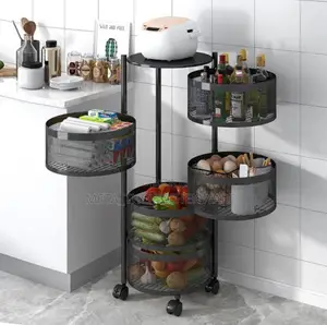 5 Layer Kitchen Rotating Trolley Storage Rack