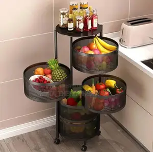 5 Layer Kitchen Rotating Trolley Storage Rack