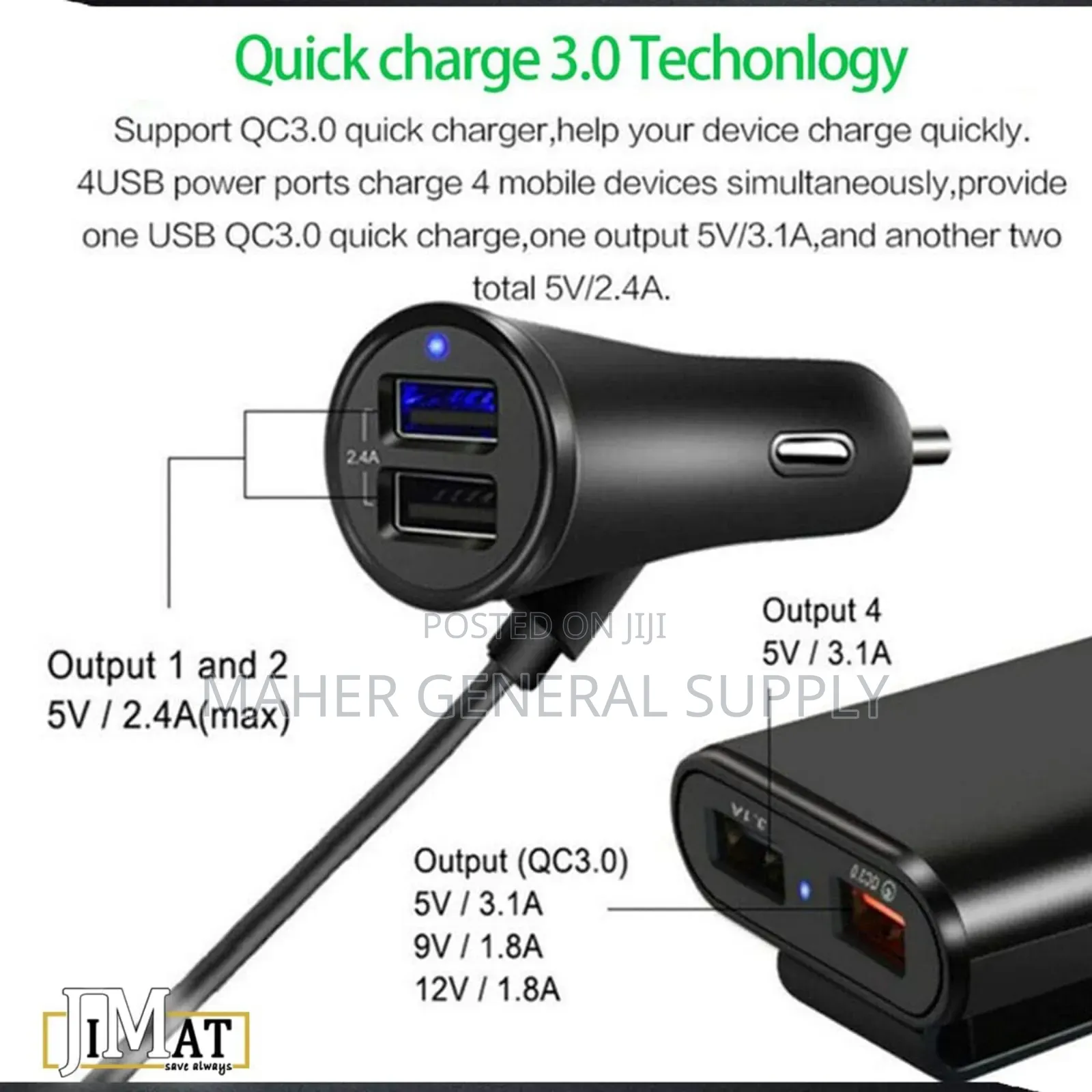 USB Fast Car Charger Adapter