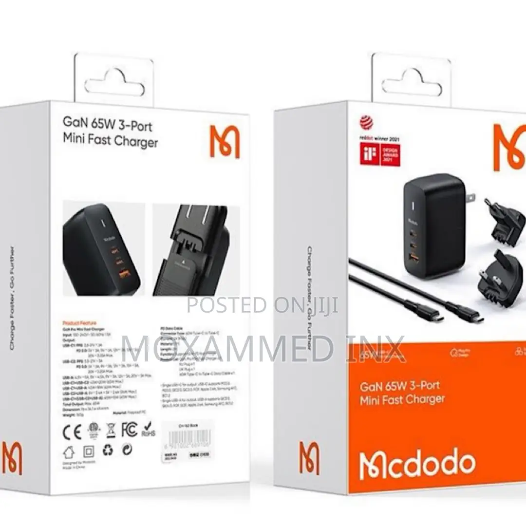 McDodo CH-8442 65w Gan Mini Fast Charger USBA + 2xusbc