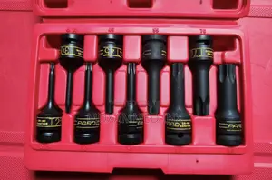 TEMO 9 Pc Spline 12 Point 3 Inch Long Black Impact Bit Sock