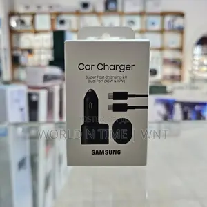 Samsung Car Charger Dual Port 45w USBC and 15w USBA.