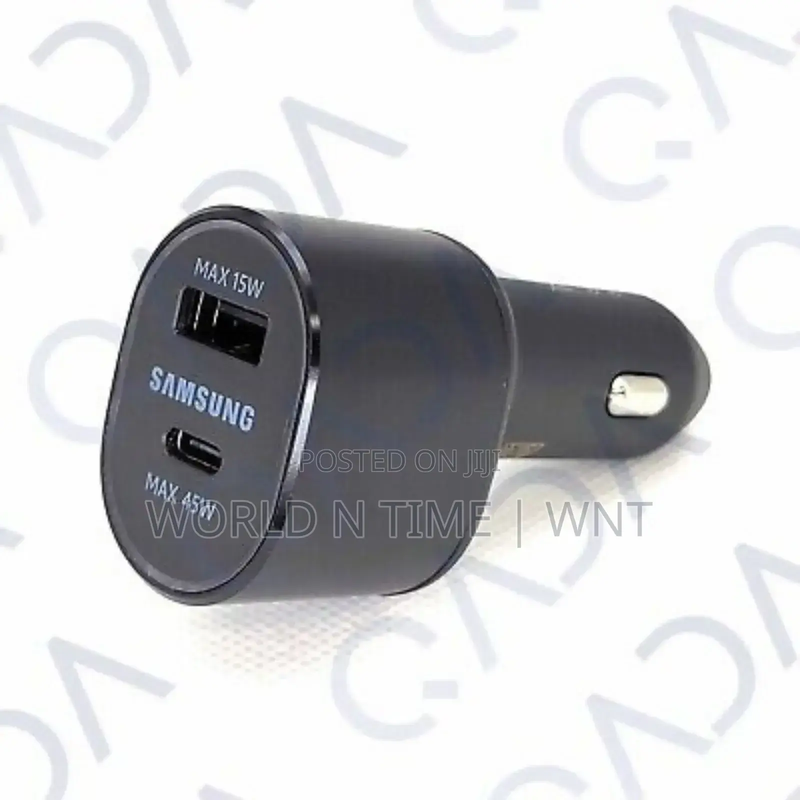 Samsung Car Charger Dual Port 45w USBC and 15w USBA.