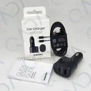Samsung Car Charger Dual Port 45w USBC and 15w USBA.