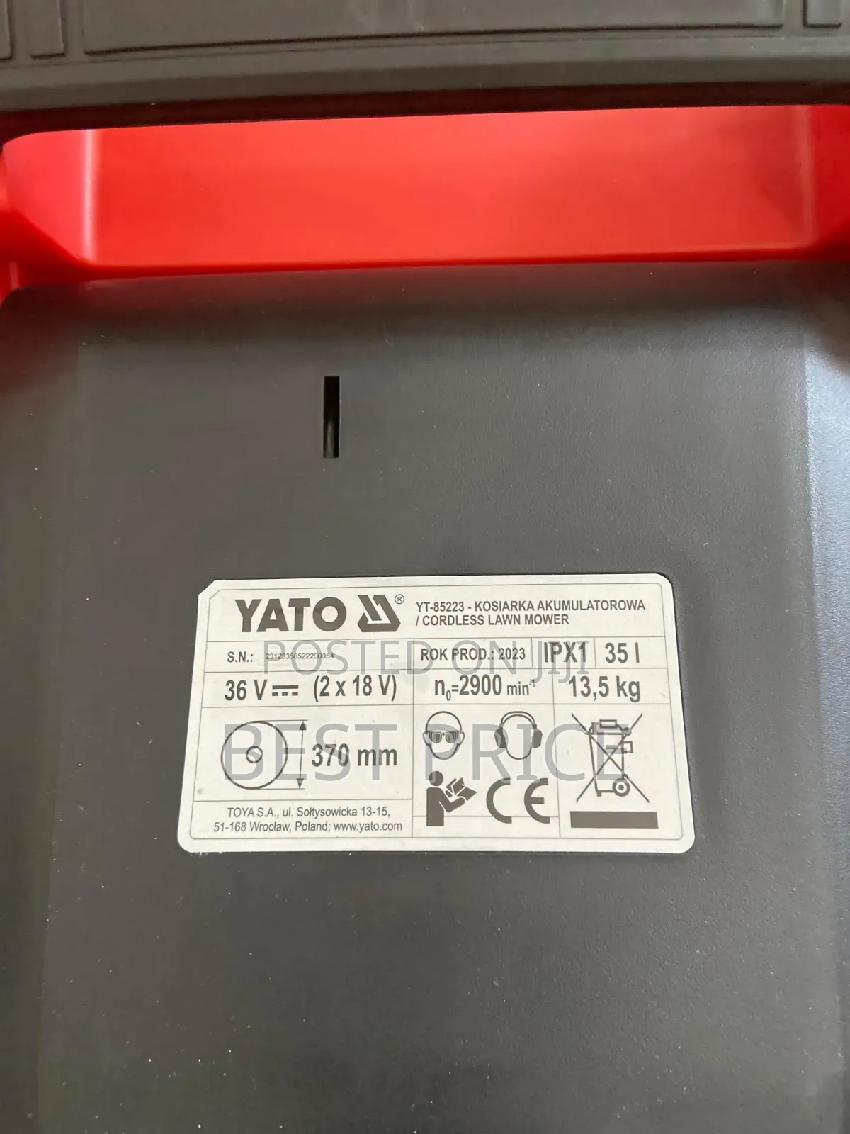 Yato Cordless Battery Lawn Mower Yt-85223