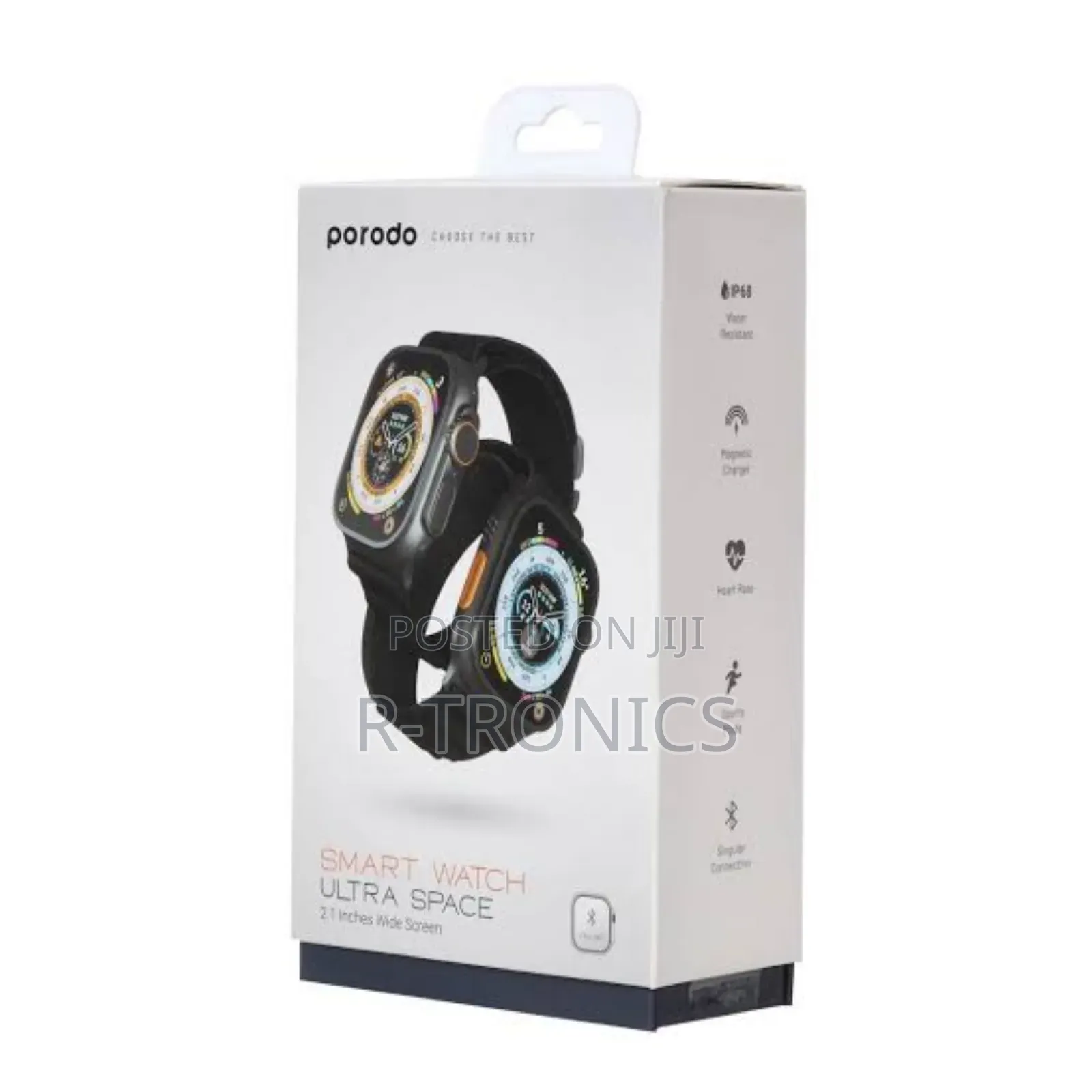 Porodo Ultra Space Smart Watch 2.1" Wide Screen - Black