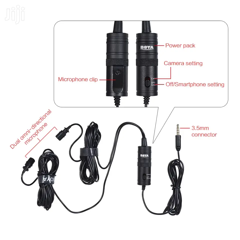 BOYA BY-M1DM Dual Head Lavalier Condenser Microphone