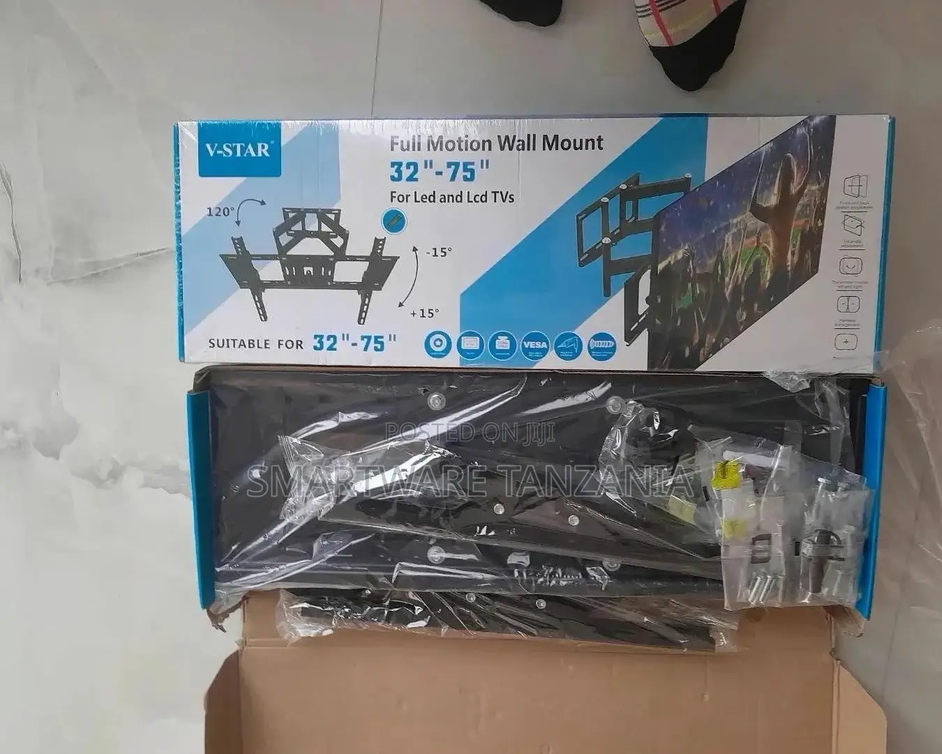 TV Wall Bracket Mount Tiltable Swiveling 32-75inch Upto 50KG