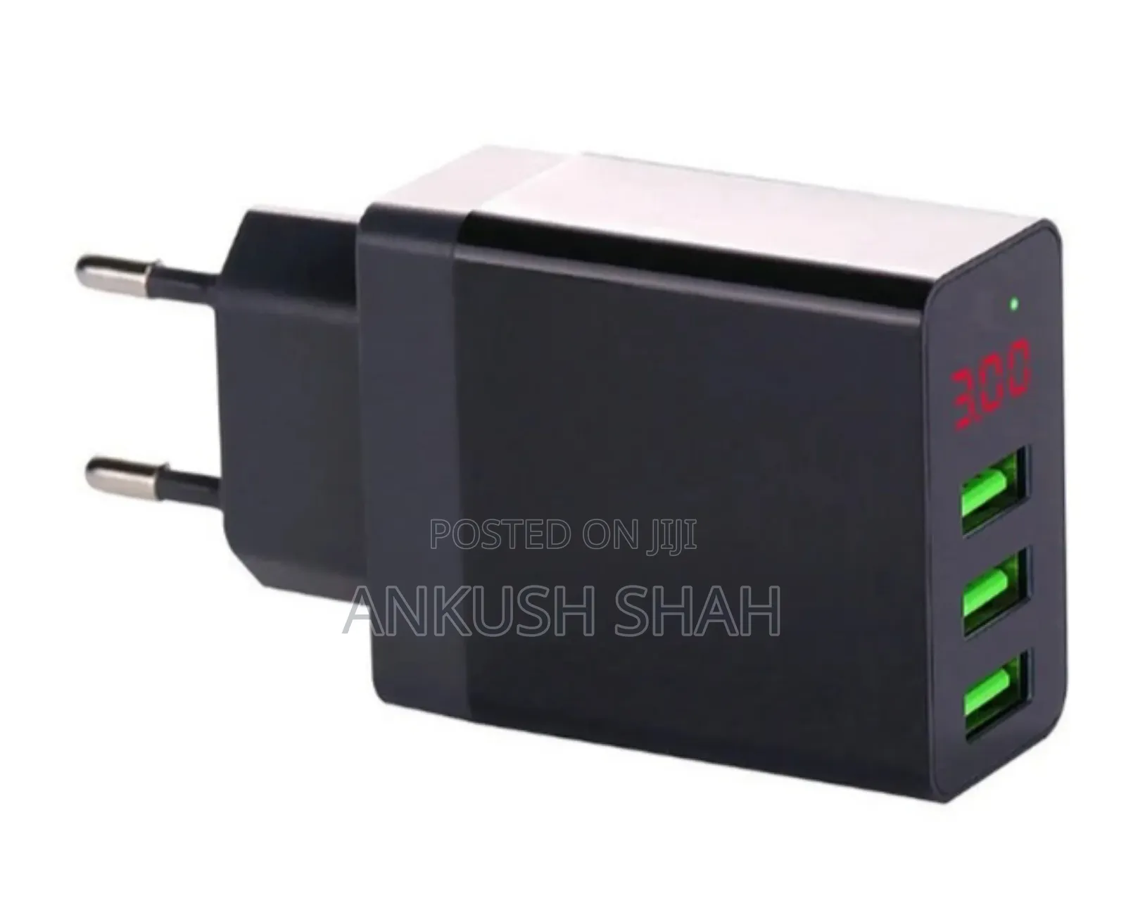 Digital Led Realtime Display 3 Usb Slots Charger Adapter