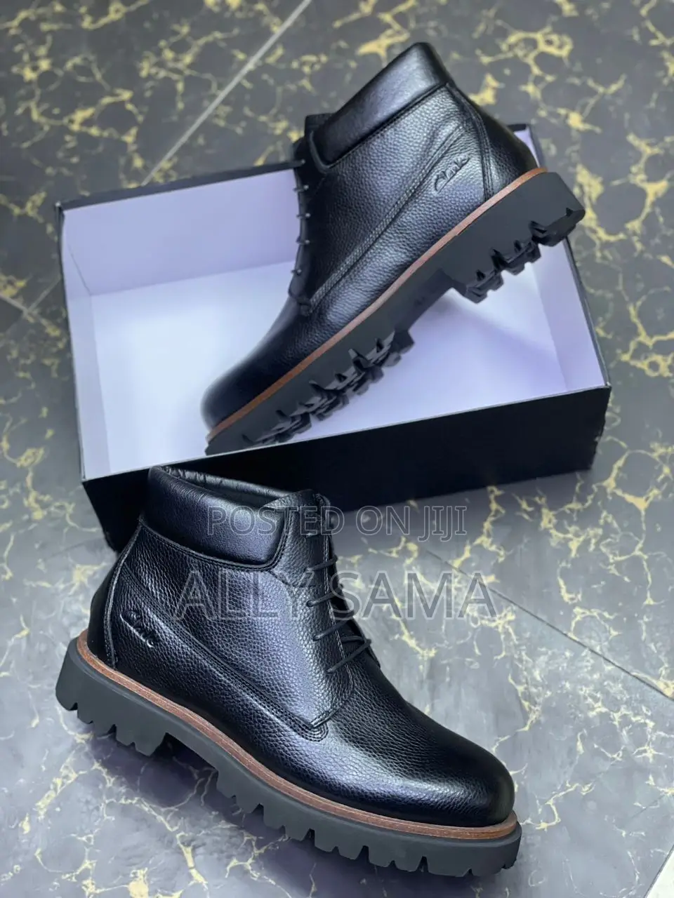 Mens Boots Clarks Full Black Pure Leather