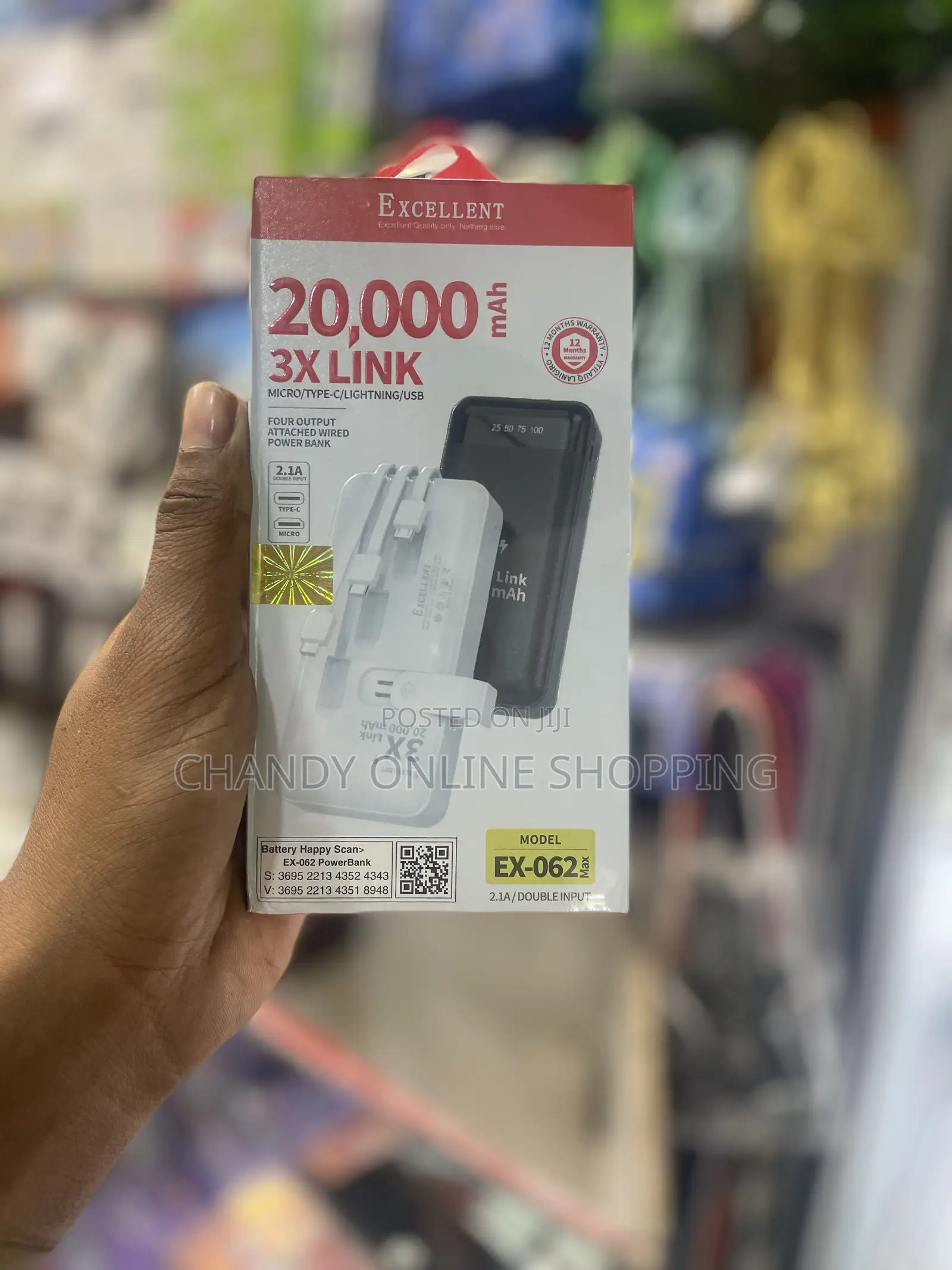 Excellent Power Bank With 30,000mah Comes With 3 Cables