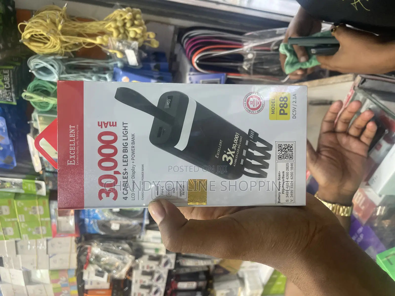 Excellent Power Bank With 30,000mah Comes With 3 Cables