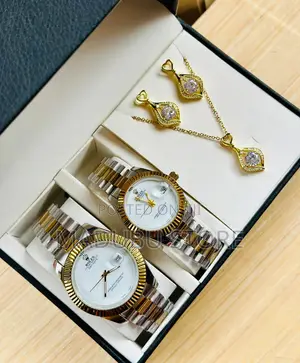 Set Pf Couple Watches ,Necklace and Earrings