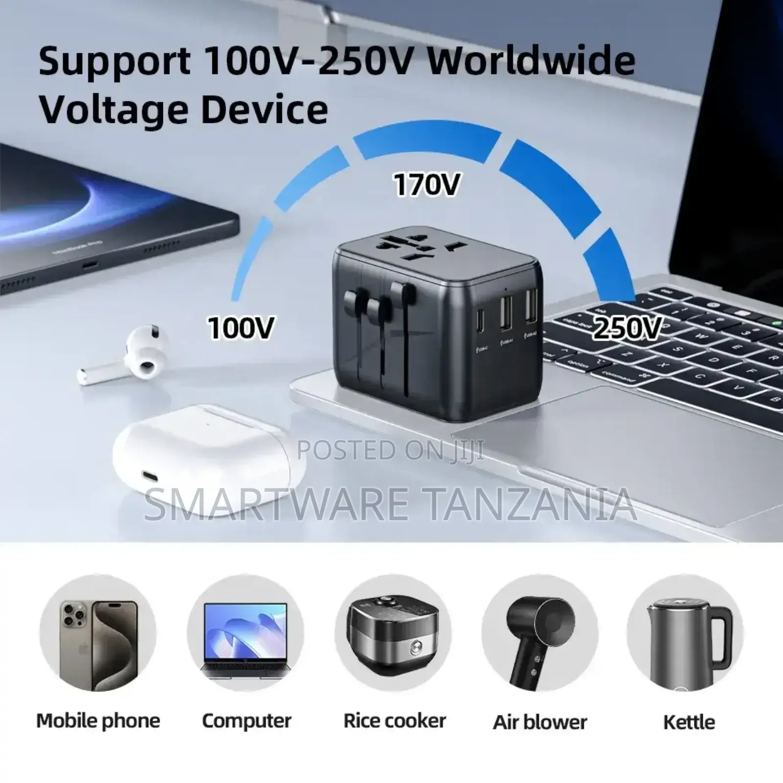Travel Adapter With Type C International Travel Adapter