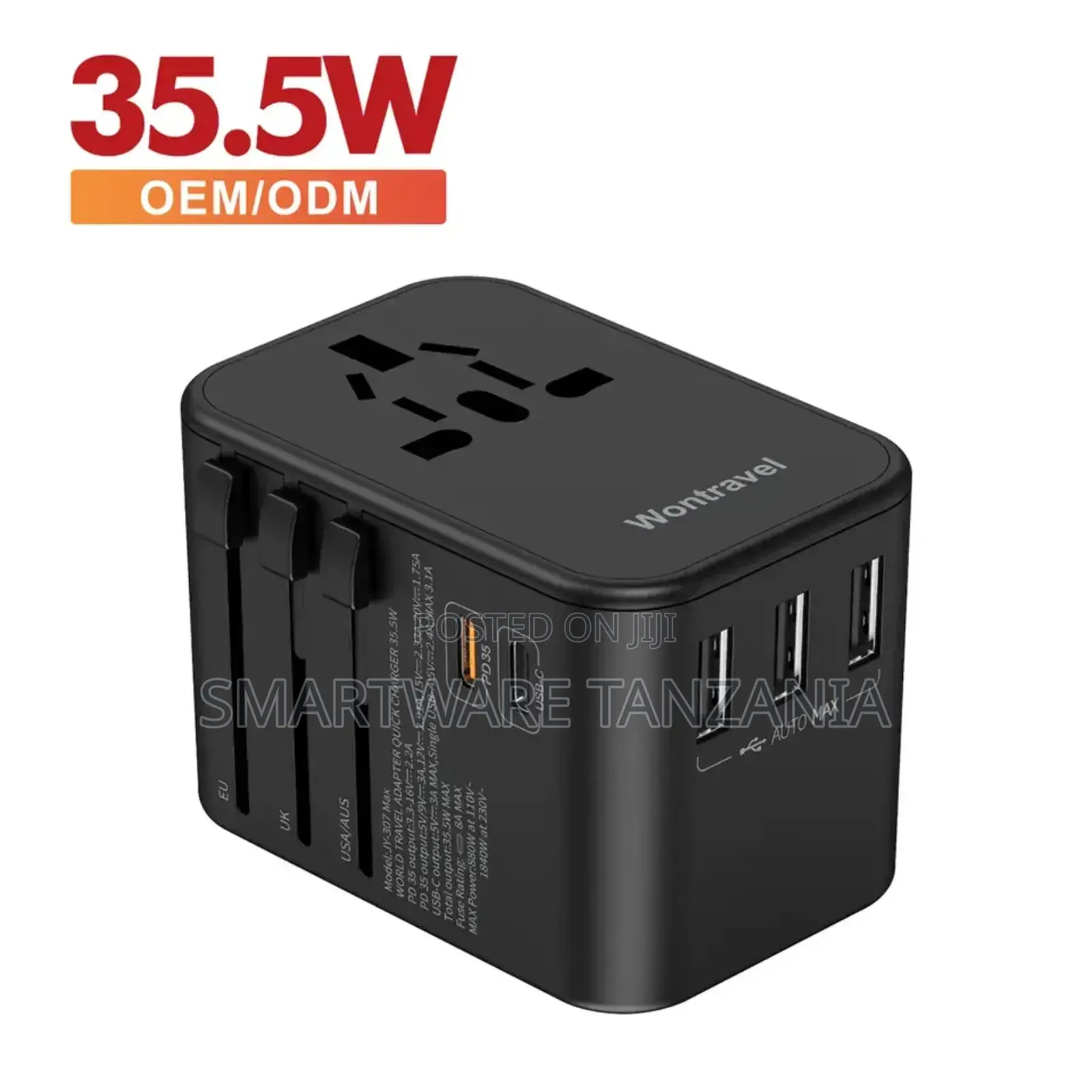 Travel Multi-plug Charger Adapter 4 USB Port World Wide