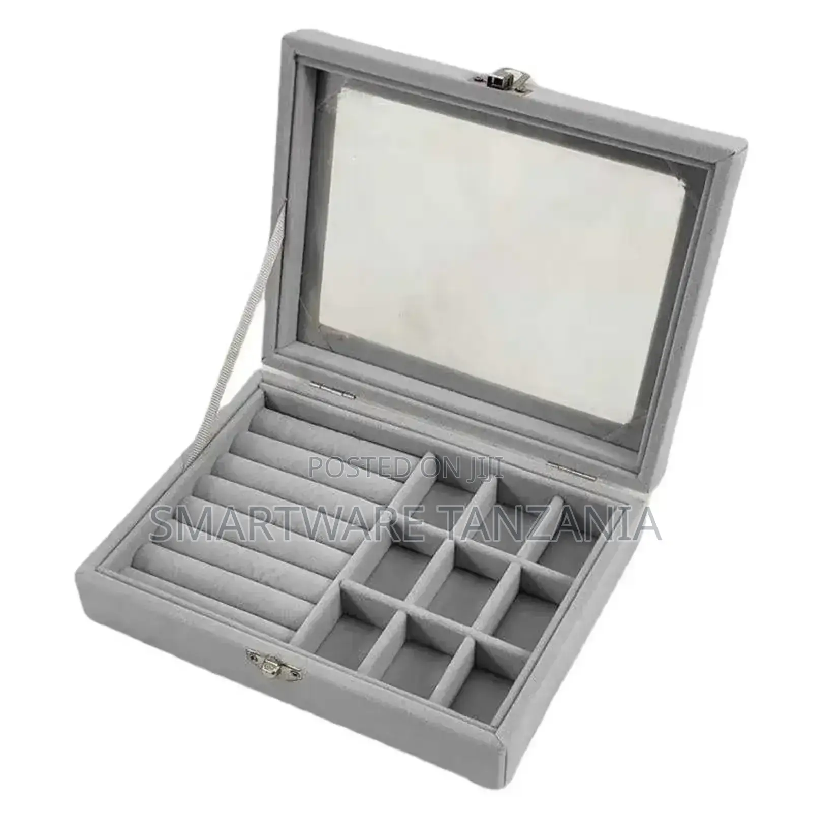 Jewellery Organiser Box Velvet Clear Lid Jewelry Organizer