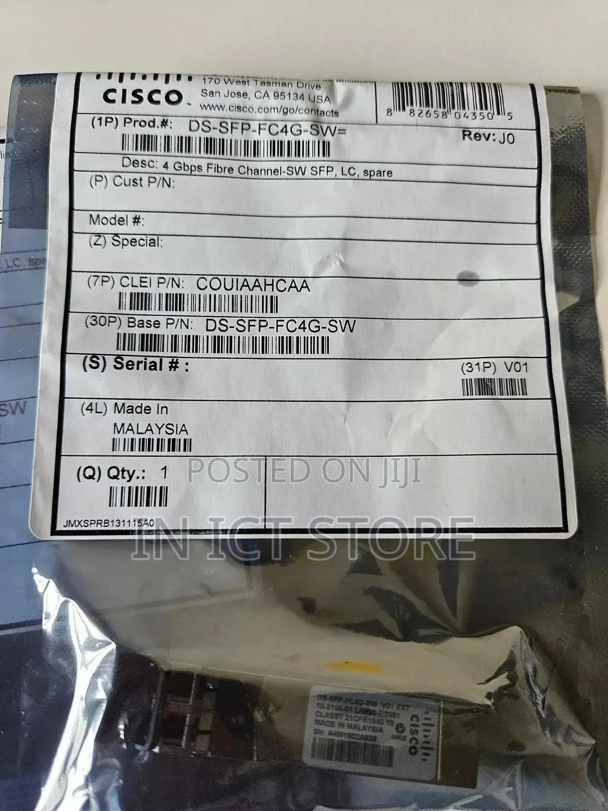 Cisco Ds-SFP-Fc4g-Sw= - 4 GBPS Fibre Channel-Sw SFP LC