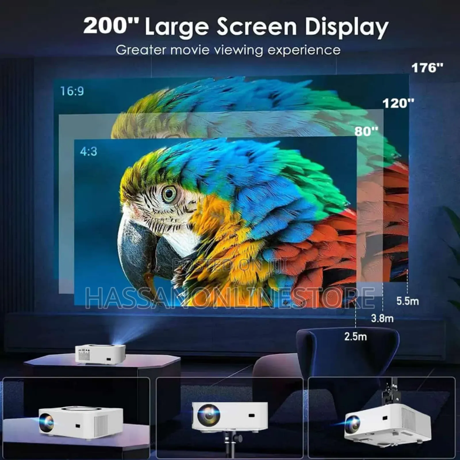 Full HD Smart Projector With Free Projector Screen Sheet