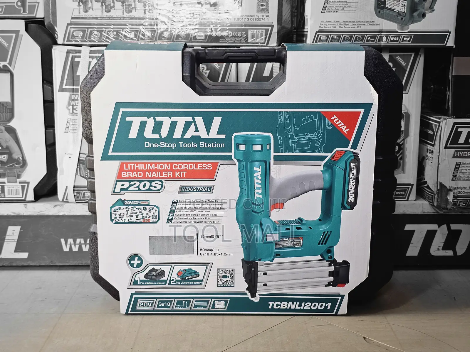 Total Nailer Gun, Set Cordless Lithium Ion Tcbnli2001