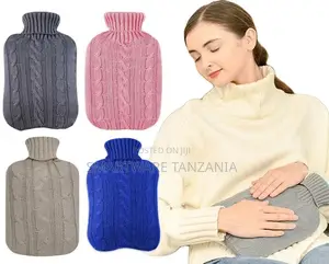 Rubber Hot Water Bottle With Woolen Cover Color Blue