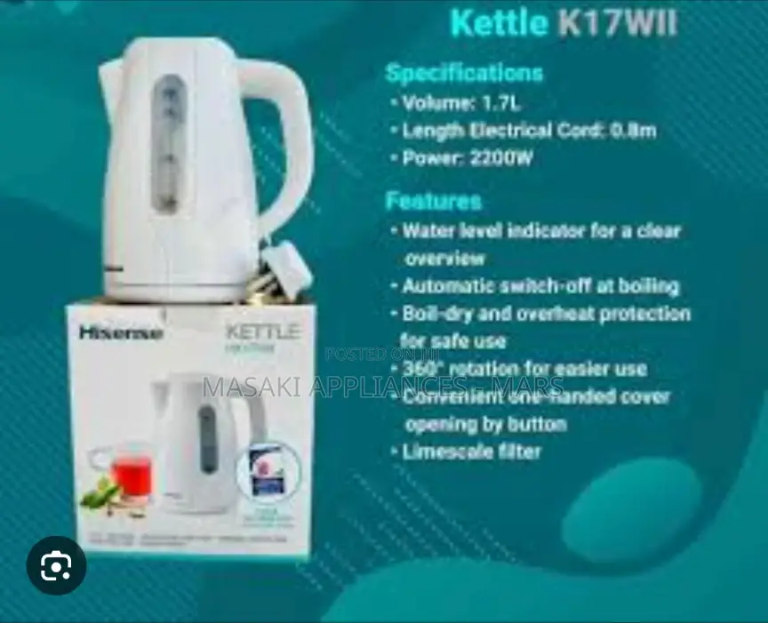 New Hisense Kettle 1.7L Hk17wii