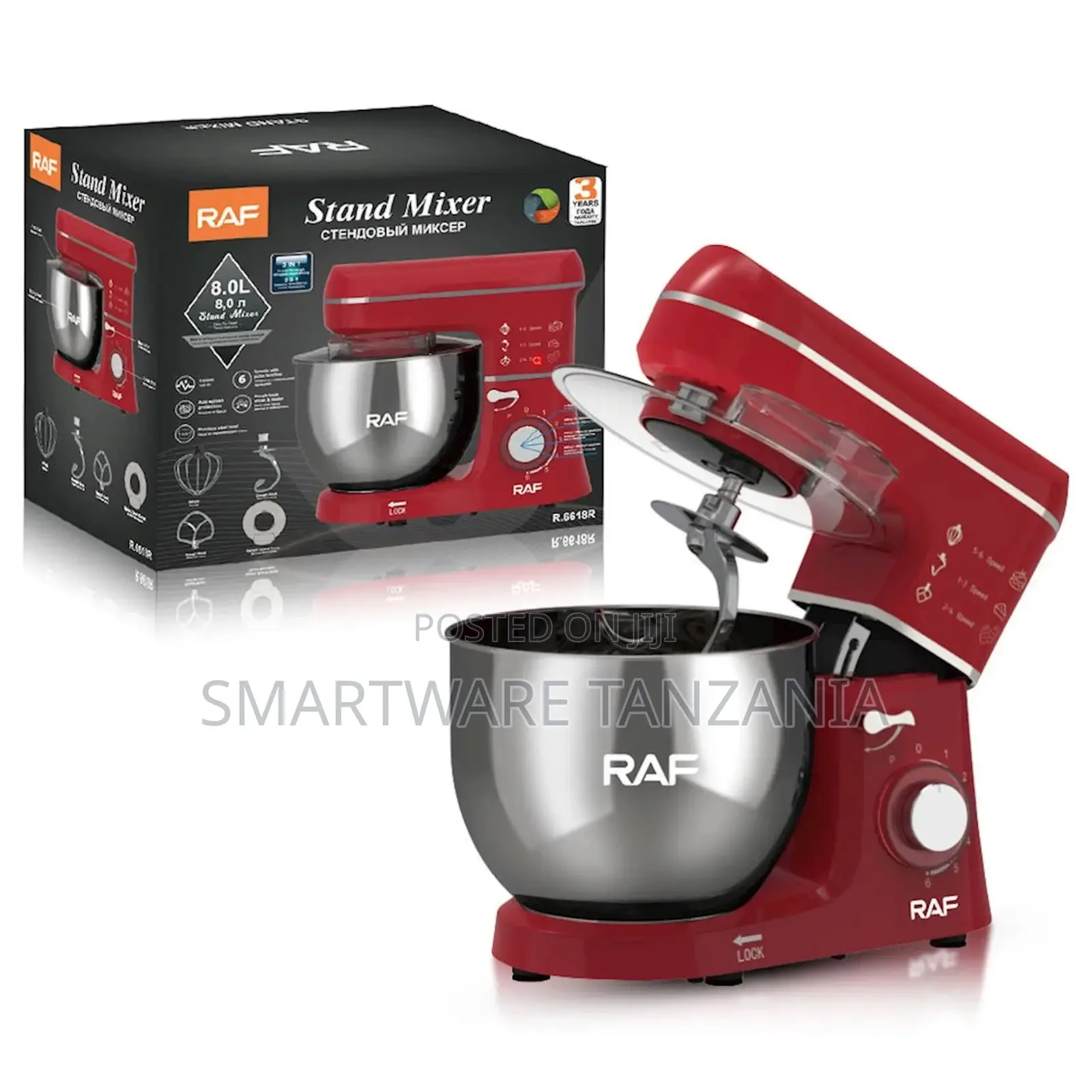 RAF Stand Mixer R.6618B, 8 Liter- 1400W