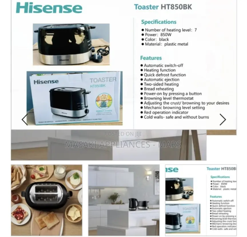 Hisense Black Toaster Ht850bk