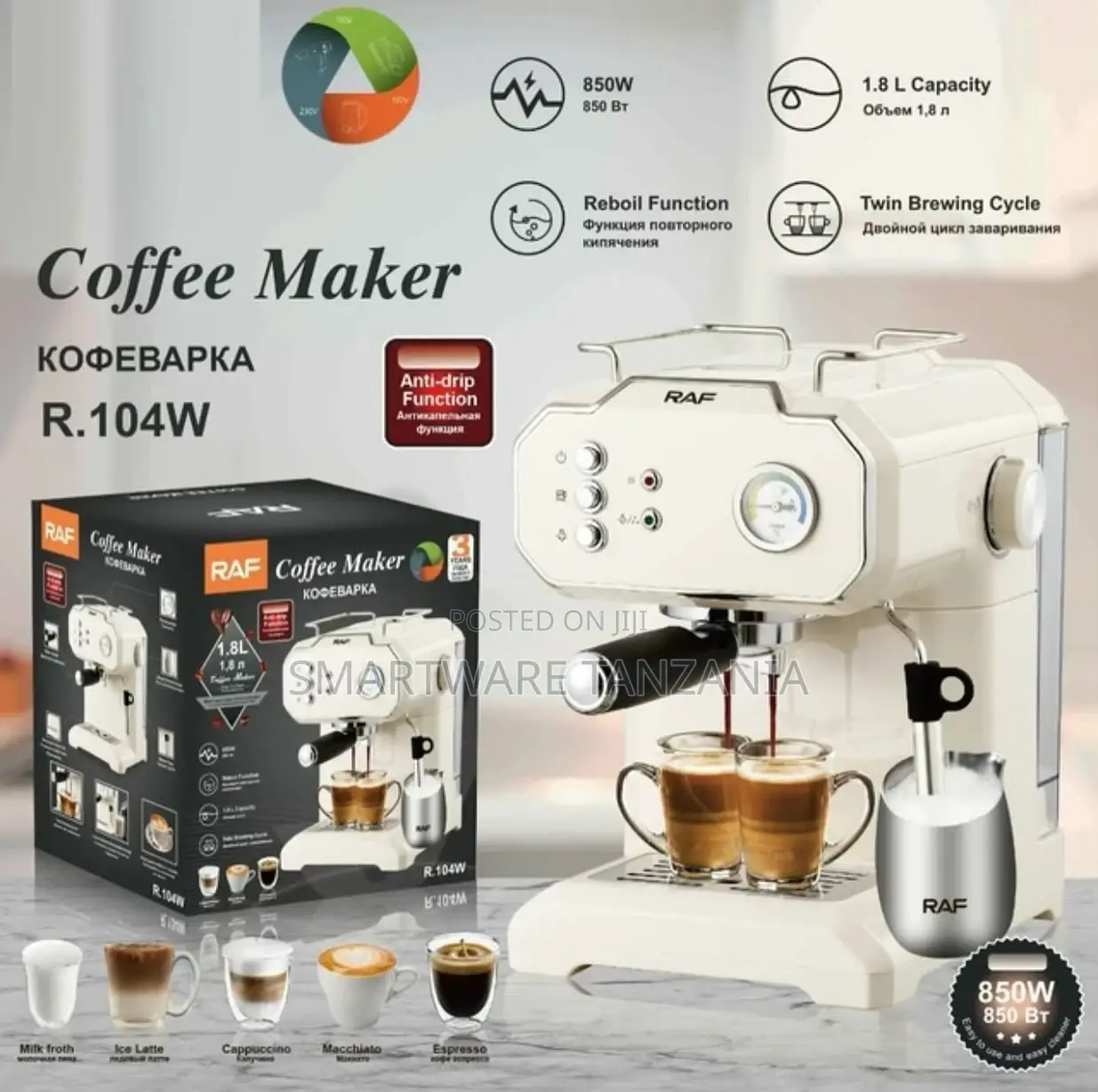 Espresso Machine With Milk Frother Steam For Cappuccino