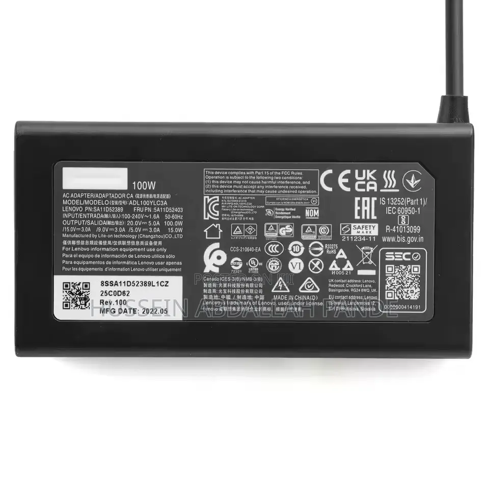 Original Lenovo Type C Adapter 100W