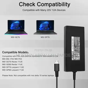 Msi 20v/12a 240W Laptop Adapter