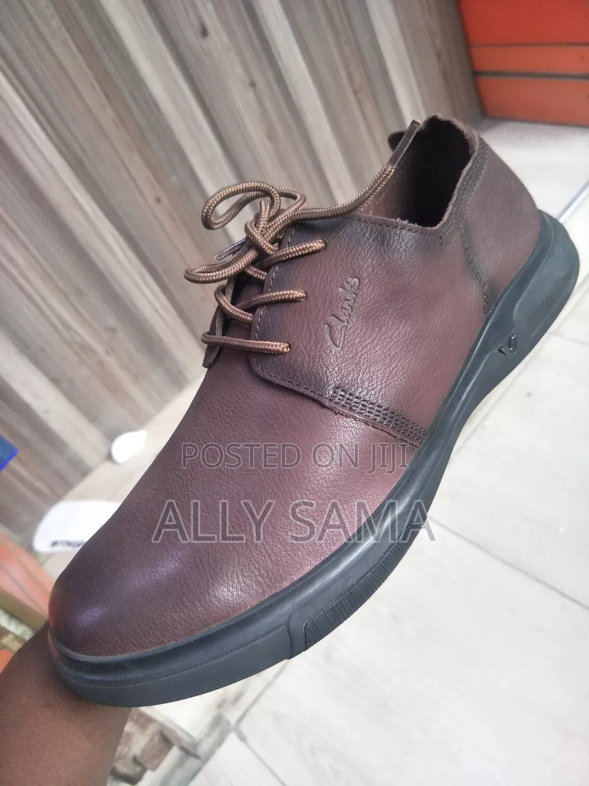 Mens Clarks Moccasins Coffee Material Leather