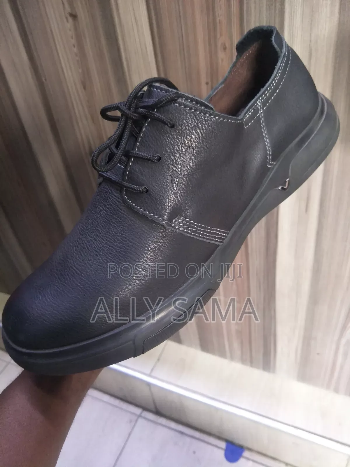 Mens Moccasins Black Material Leather