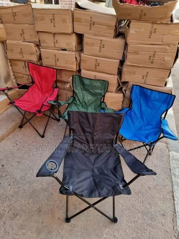 Foldable Camping Chair With Headrest, Cup Holder, Armrest