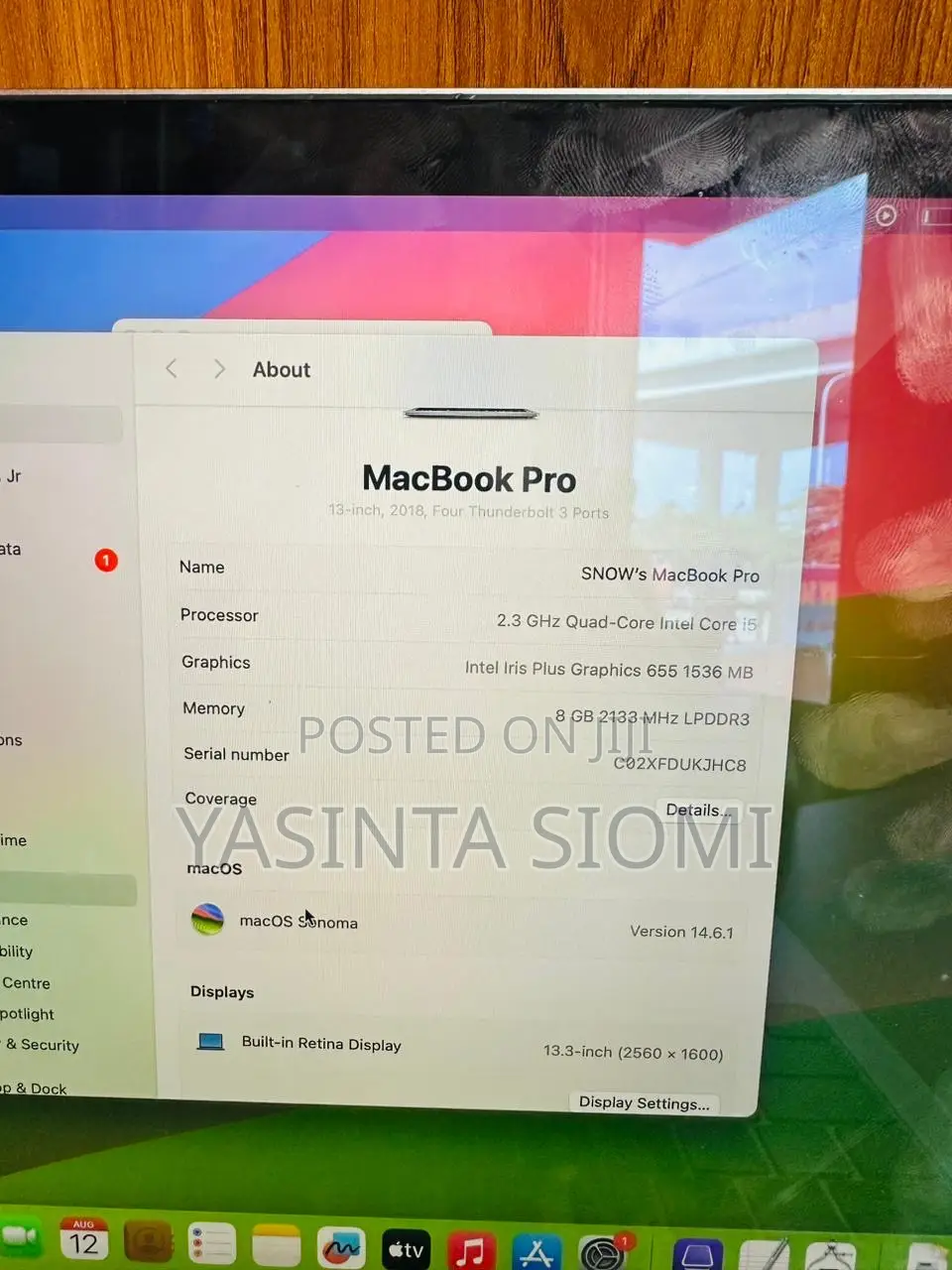 Laptop Apple MacBook 2018 8GB Intel Core I5 SSD 256GB